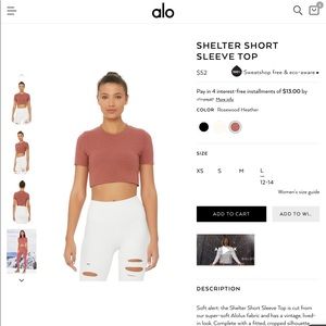 Alo Yoga SHELTER SHORT SLEEVE TOP